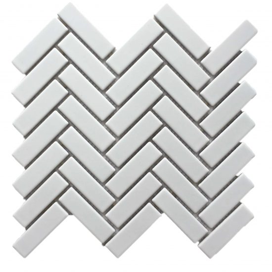 Long Matt White Herringbone Mosaic image
