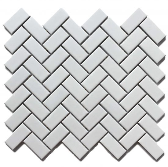 Small Matt White Herringbone Mosaic image