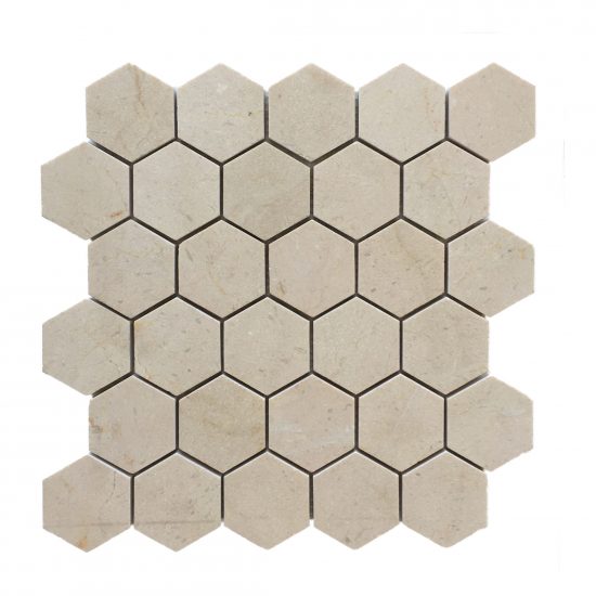 Crema Marfil Hexagon Large Mosaic image