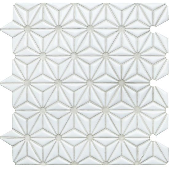 Mini Triangle White Gloss Mosaic image