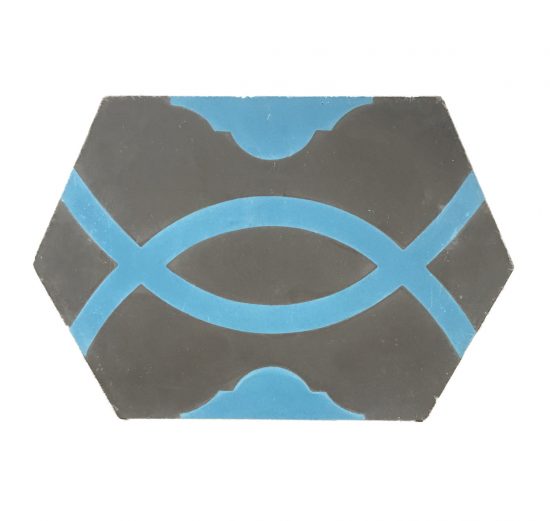 Malgo Black & Blue Long Hexagon Encaustic Tile 27 m2 available $40/m2 image