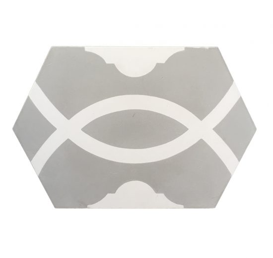 Malgo White & Grey Long Hexagon Encaustic Tile 42m2 available $40/m2 image