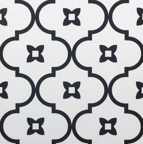 Porcelain Tile Tangier White Background with Black Decor image
