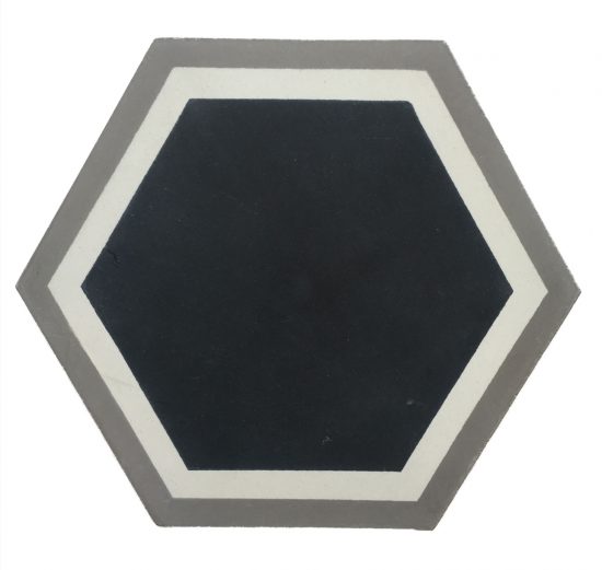 Vermont Black with Grey Boarder Hexagon Encaustic Tile image