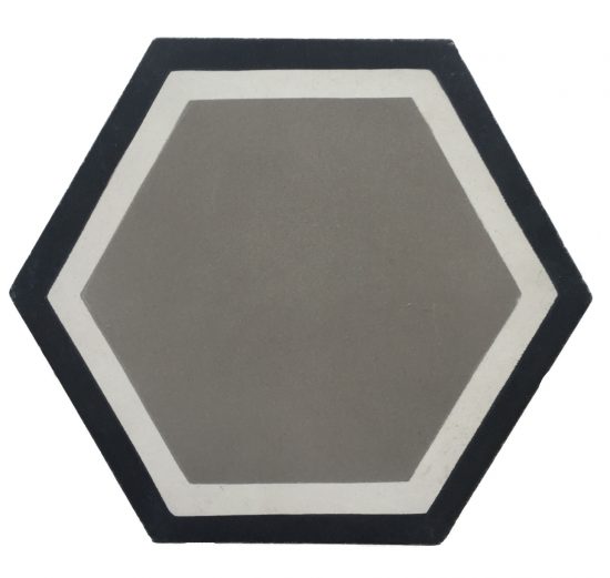 Vermont Grey with Black Boarder Hexagon Encaustic Tile image