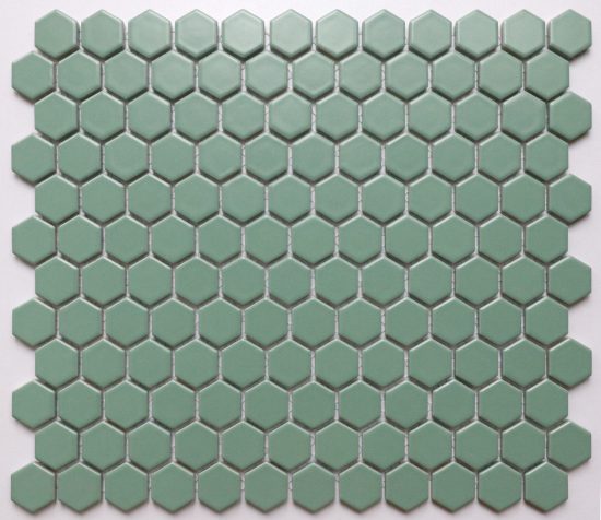 Green Small Matt Hexagon Mosaic image