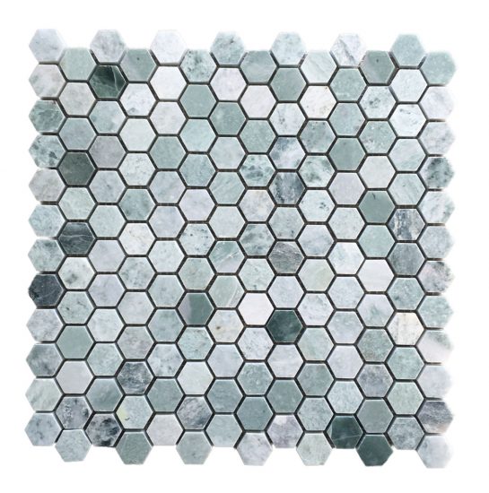 Peacock Marble Honed Small Hexagon Mosaic image