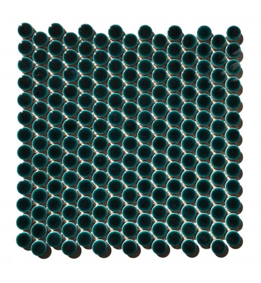 Suki Dark Green Gloss Penny Round Mosaic image
