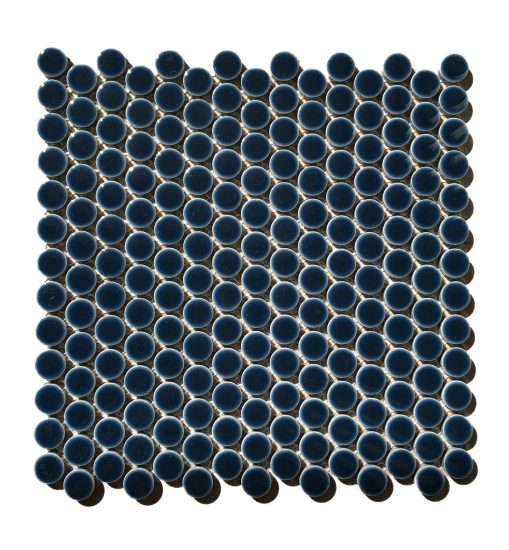 Suki Navy Gloss Penny Round Mosaic image