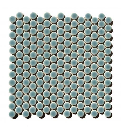 Suki Turquoise Gloss Penny Round Mosaic image