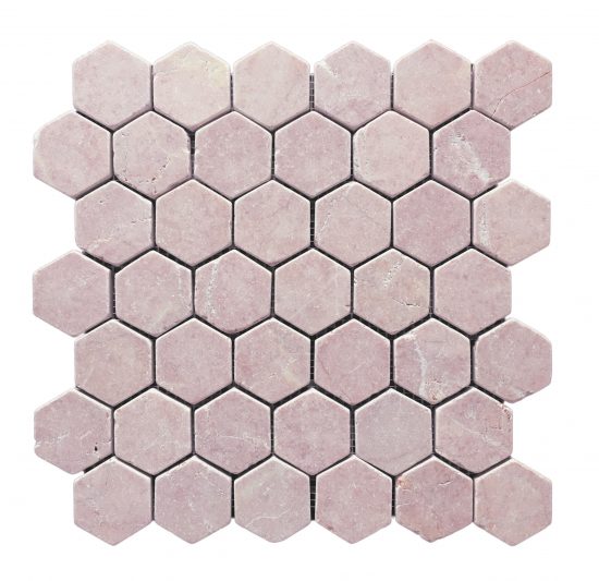 Rosso Crema Tumbled Hexagon Mosaic image