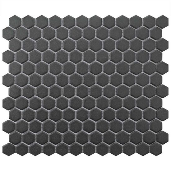 Unglazed Black Matt Hexagon Mosaic image