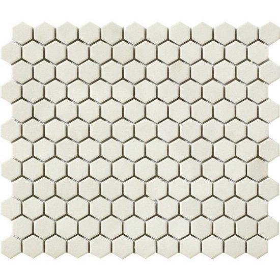 Unglazed White Matt Hexagon Mosaic image