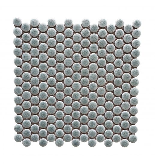 Suki Crackle Sage Gloss Penny Round Mosaic image