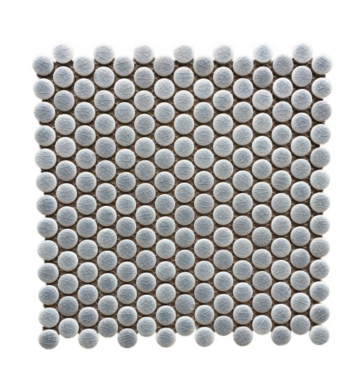 Suki Crackle Pale Blue Gloss Penny Round Mosaic image