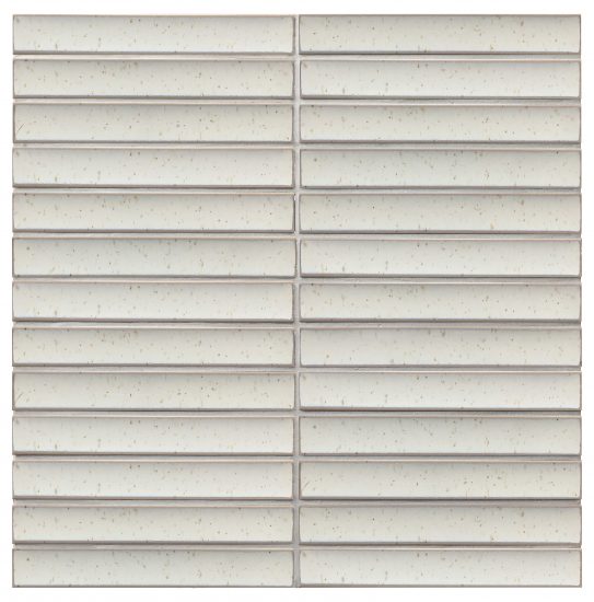 Raku Speckle Warm White Gloss Finger Mosaic image