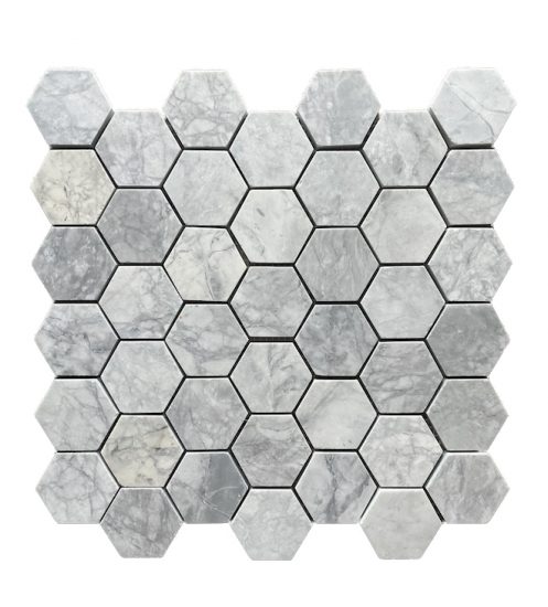 Super White Quartzite Hexagon Mosaic image