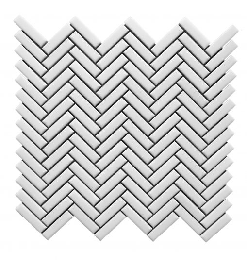 Mini White Matt Herringbone Mosaic image