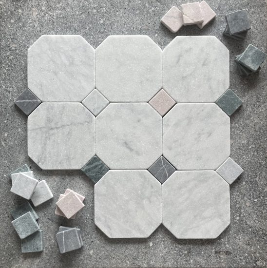 Juliette Tumbled Carrara Octagon Dot image