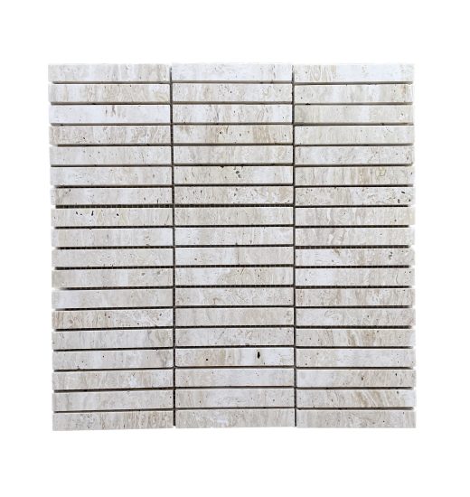 Cream Travertine Honed Finger Mosaic image