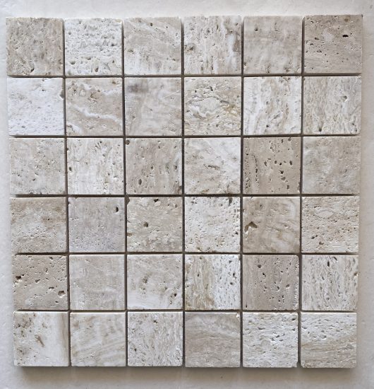 Cream Travertine Honed Sqaure Mosaic image