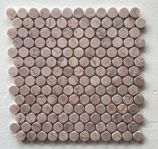 Rosso Crema Honed Penny Round Mosaic image