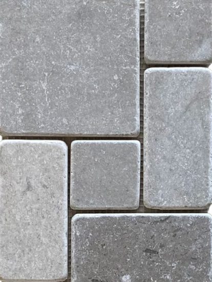 Limestone Grey Tumbled French Pattern Mosaic image