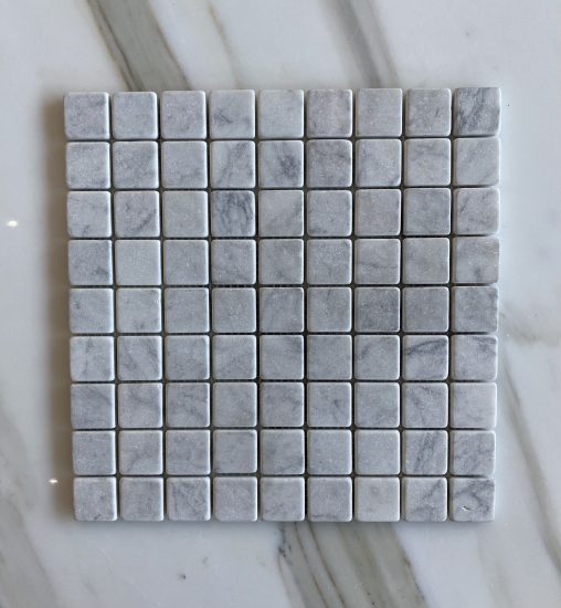 Carrara Square Tumbled Mosaic image