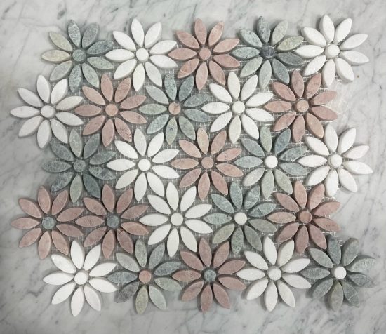 Delft Flower Tumbled Marble Mosaic image