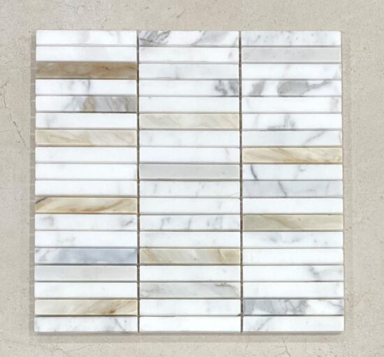 Calacatta Gold Marble Finger Honed Mosaic image