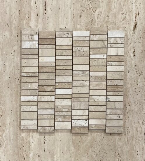 Cream Travertine Honed Montipellier Mosaic image