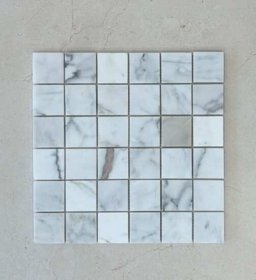 Calacatta Gold Marble Square Honed Mosaic image