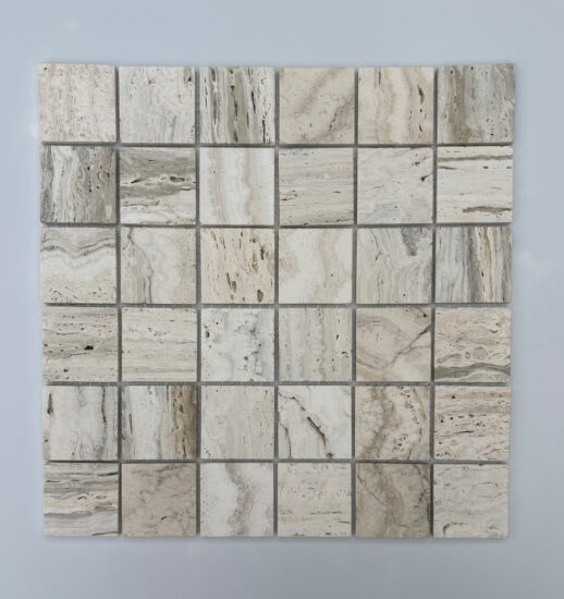 Travertine Extra White Square Mosaic image