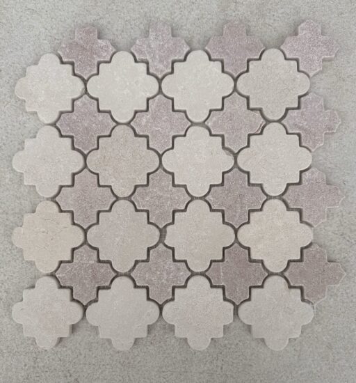 Cairo Crema Marfil and Rosso Crema Tumbled Mosaic image