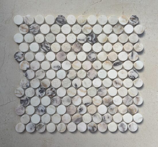 Calacatta Lilac Penny Round Mosaic image