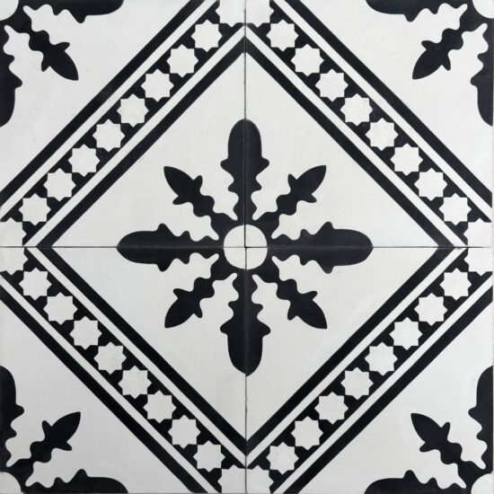 Casablanca Black on White Background Encaustic Tile 85.28 m2 available $40/m2 image