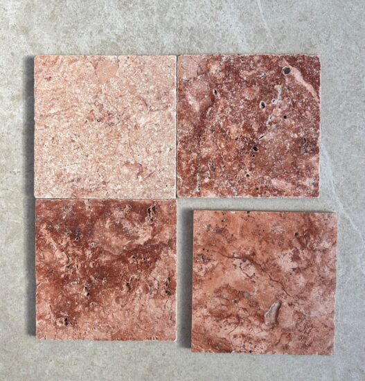 Red Travertine Tumbled and Unfilled Square image