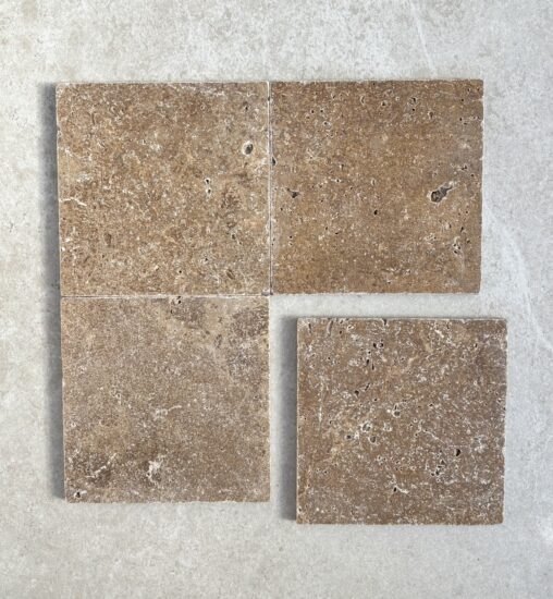 Walnut Travertine Tumbled and Unfilled Square image