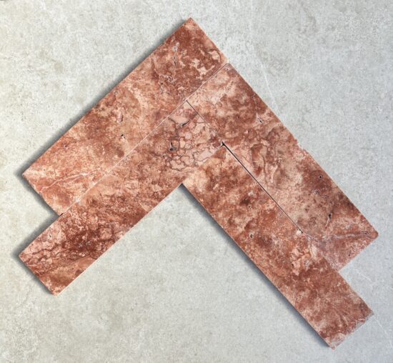 Red Travertine Honed and Unfilled Long Subway image